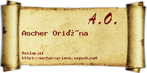 Ascher Oriána névjegykártya